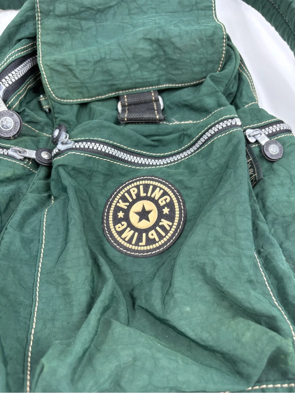 VTG 90s Kipling Nylon Backpack Bag Forest Green